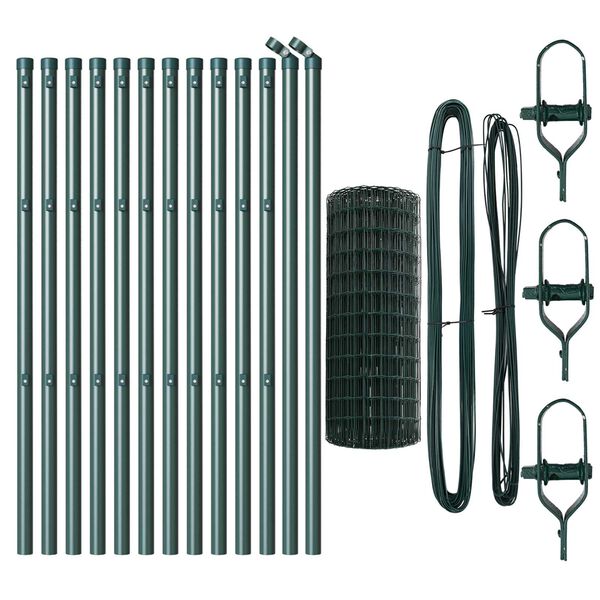 vidaXL Ker&iacute;t&eacute;s oszlopokkal Z&ouml;ld 0,8 x 25 m Ac&eacute;l &eacute;s PVC