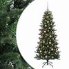 vidaXL Műkar&aacute;csonyfa g&ouml;mbbel 180 cm 300 LED Meleg feh&eacute;r PVC &eacute;s PE Z&ouml;ld