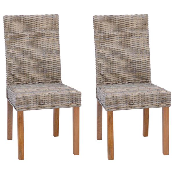 vidaXL &Eacute;tkezősz&eacute;k 2 pcs Kubu Sz&uuml;rke 45 x 54 x 93 cm T&ouml;m&ouml;r Mahag&oacute;ni Fa