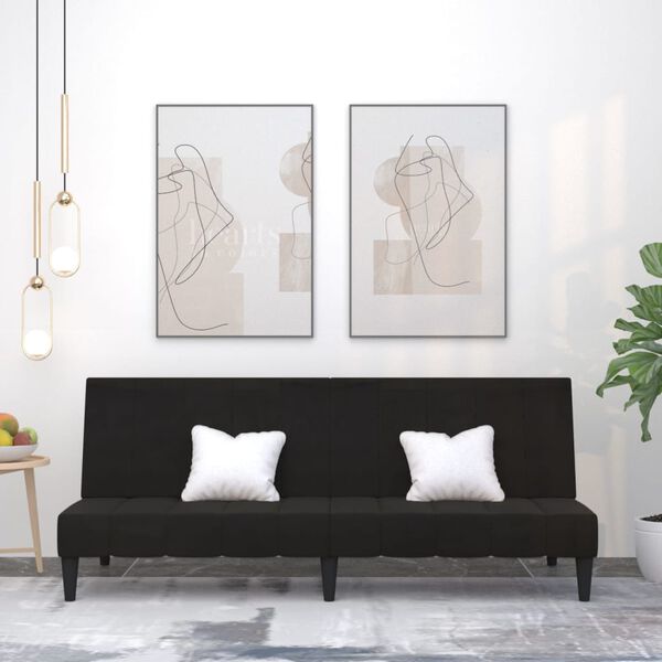 vidaXL k&eacute;tszem&eacute;lyes fekete mikrosz&aacute;las sz&ouml;vet kanap&eacute;&aacute;gy