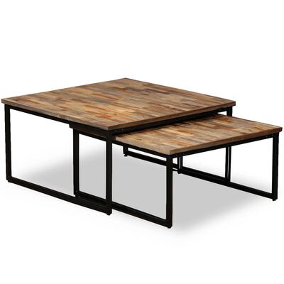 vidaXL 2 db egymásba tolható tömör újrahasznosított tíkfa asztal