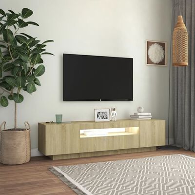 vidaXL sonoma-tölgy színű TV-szekrény LED-lámpákkal 160 x 35 x 40 cm
