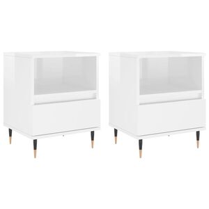 vidaXL 2 db magasf&eacute;nyű feh&eacute;r szerelt fa &eacute;jjeliszekr&eacute;ny 40x35x50 cm