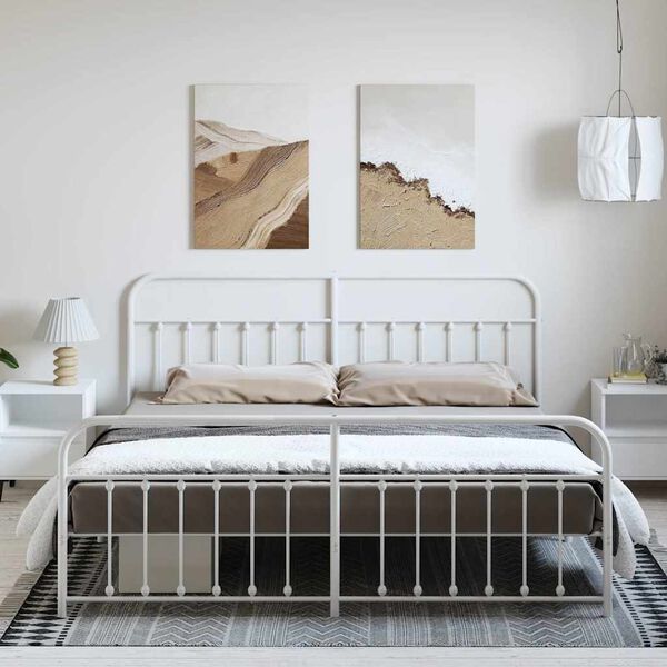 vidaXL feh&eacute;r f&eacute;m &aacute;gykeret fej- &eacute;s l&aacute;bt&aacute;ml&aacute;val 193 x 203 cm