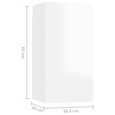 vidaXL 4 db magasfényű fehér forgácslap TV-szekrény 30,5 x 30 x 60 cm