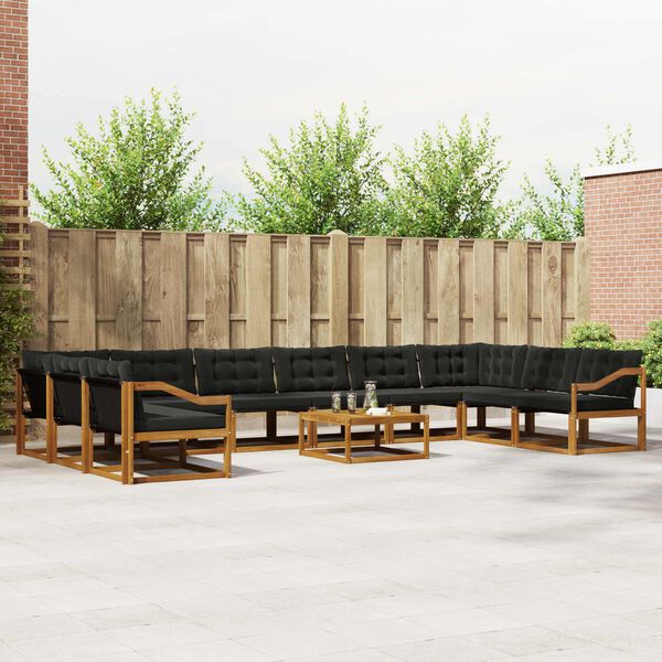 vidaXL K&uuml;lt&eacute;ri kanap&eacute; szett p&aacute;rn&aacute;val 11 pcs Term&eacute;szetes &eacute;s fekete