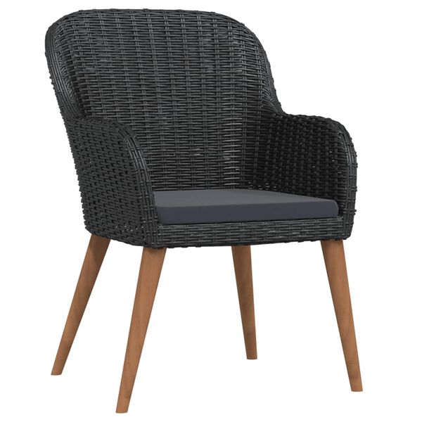 vidaXL 7 r&eacute;szes fekete kerti &eacute;tkezőgarnit&uacute;ra p&aacute;rn&aacute;kkal