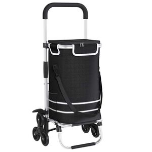 vidaXL Bev&aacute;s&aacute;rl&oacute;kocsi 1 Fekete 47 x 39 x 100,5 cm Oxford sz&ouml;vet