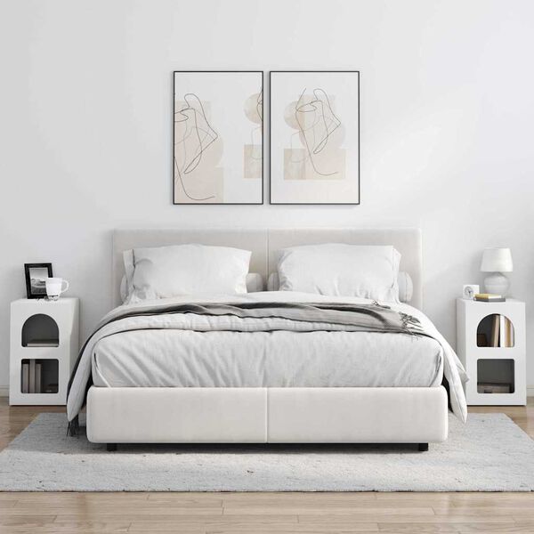 vidaXL &Eacute;jjeli asztal 2 pcs Feh&eacute;r 29,5 x 33,5 x 50 cm Faanyag