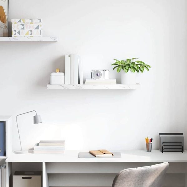 vidaXL Falpolc Falra szerelhető Feh&eacute;r m&aacute;rv&aacute;ny 90 x 23,5 x 4 cm Faanyag