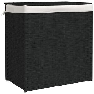 vidaXL fekete polyrattan szennyeskos&aacute;r 2 rekesszel 53x33x57 cm