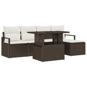 vidaXL Kerti Kanap&eacute; Szett t&aacute;rol&oacute;val 6 pcs Barna Poli rattan