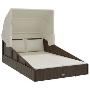 vidaXL barna polyrattan napoz&oacute;&aacute;gy &ouml;sszecsukhat&oacute; tetővel 200x114x128 cm