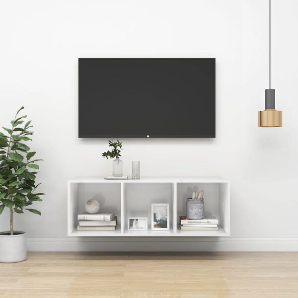 vidaXL magasf&eacute;nyű feh&eacute;r szerelt fa fali TV-szekr&eacute;ny 37 x 37 x 107 cm