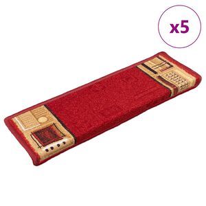 vidaXL 5 db piros &ouml;ntapad&oacute; l&eacute;pcsőszőnyeg 65x21x4 cm