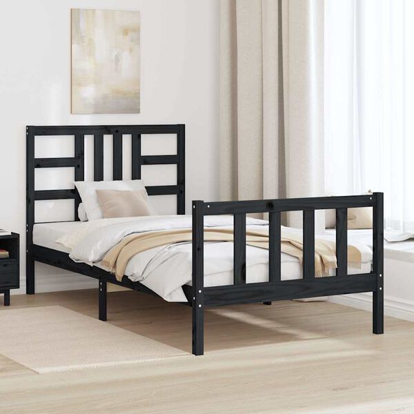 vidaXL fekete t&ouml;m&ouml;r fa &aacute;gykeret fejt&aacute;ml&aacute;val 100 x 200 cm