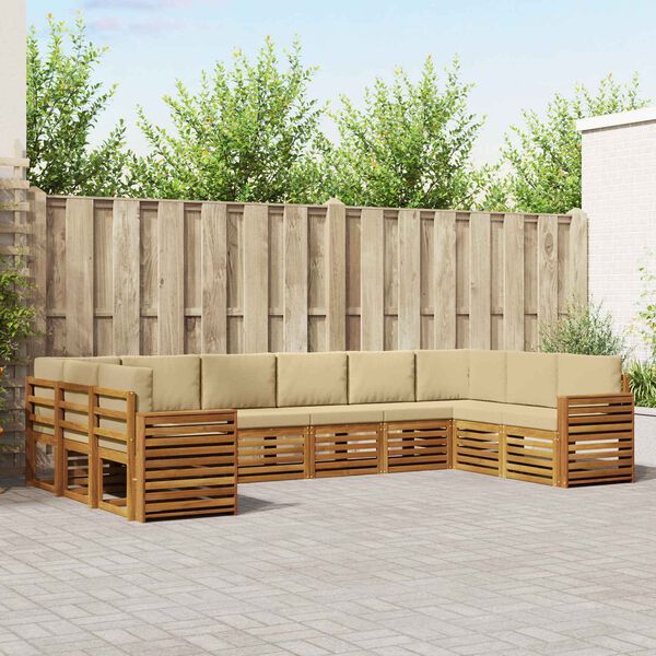 vidaXL Szegment&aacute;lt kanap&eacute; szett p&aacute;rn&aacute;val 10 pcs Term&eacute;szetes &eacute;s b&eacute;zs