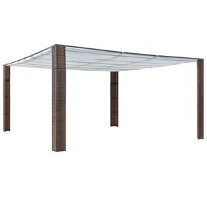 vidaXL barna &eacute;s kr&eacute;msz&iacute;nű polyrattan pavilon tetővel 400x400x200 cm