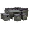 vidaXL 6 r&eacute;szes sz&uuml;rke polyrattan kerti b&uacute;torszett p&aacute;rn&aacute;kkal