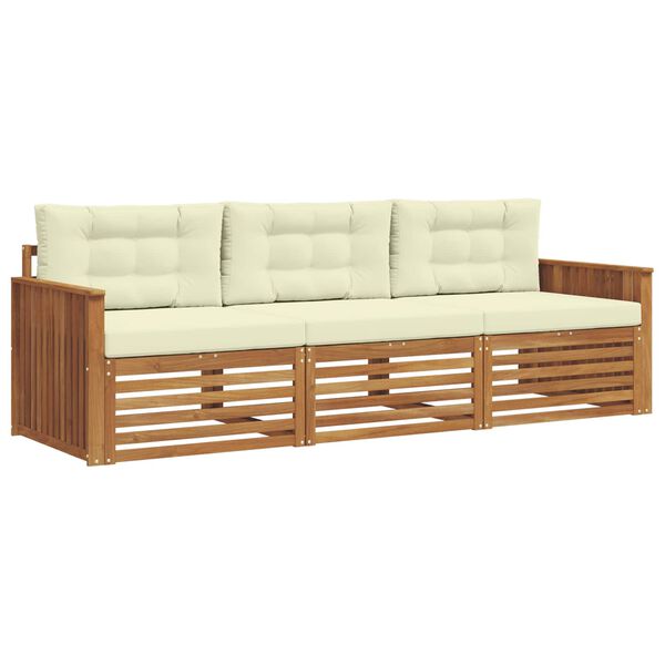 vidaXL K&uuml;lt&eacute;ri kanap&eacute; szett p&aacute;rn&aacute;val 3 pcs Term&eacute;szetes &eacute;s kr&eacute;msz&iacute;nű