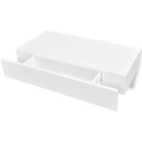 Fehér MDF lebegő fali könyvpolc/DVD tároló 1 fiókkal