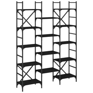 vidaXL fekete szerelt fa k&ouml;nyvespolc 127,5x28,5x172,5 cm