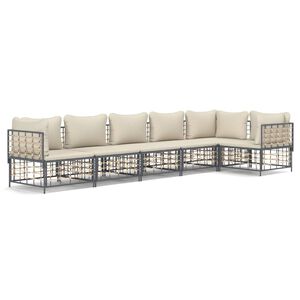 vidaXL 6 r&eacute;szes antracitsz&uuml;rke polyrattan kerti &uuml;lőgarnit&uacute;ra p&aacute;rn&aacute;kkal