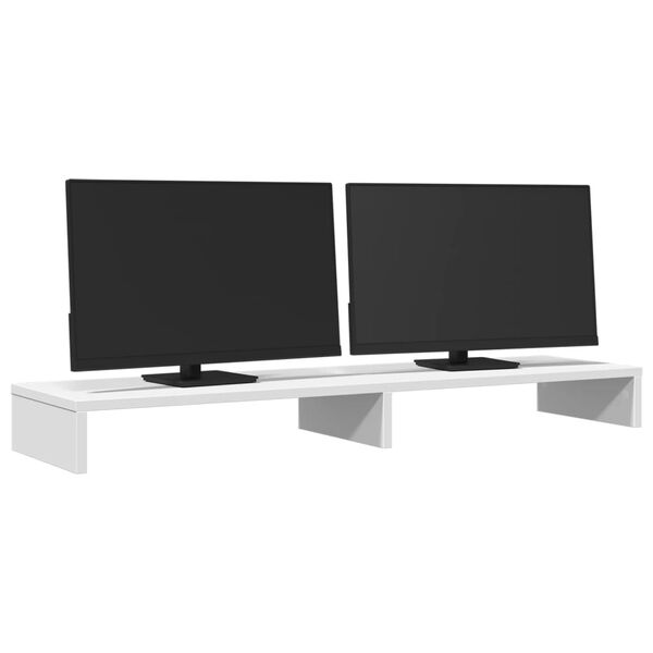 vidaXL feh&eacute;r szerelt fa monitor&aacute;llv&aacute;ny 100 x 27 x 10 cm