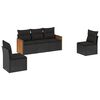 vidaXL 5 r&eacute;szes fekete polyrattan kerti kanap&eacute;szett p&aacute;rn&aacute;kkal