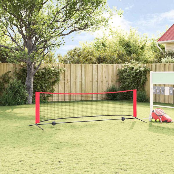 vidaXL Tenisz háló Fekete és piros 301 x 90.5 x 87 cm Poliészter