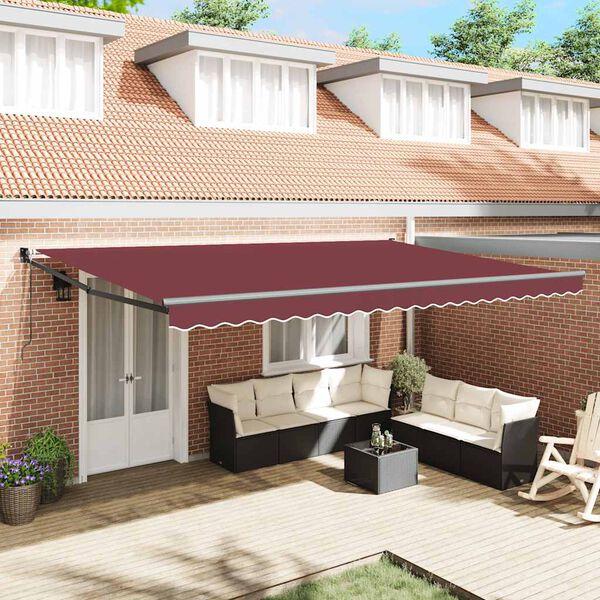 vidaXL burgundi v&ouml;r&ouml;s automata kih&uacute;zhat&oacute; napellenző 500 x 300 cm