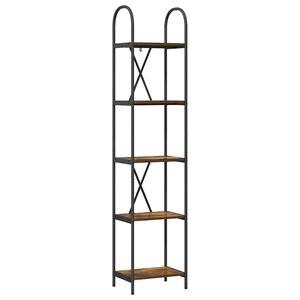 vidaXL K&ouml;nyvespolc 5 szintes 40 x 30 x 183 cm Szerelt fa F&uuml;st&ouml;lt t&ouml;lgy