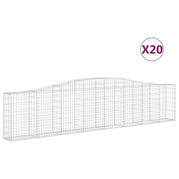 vidaXL 20 db &iacute;ves horganyzott vas gabion kos&aacute;r 400x30x80/100 cm