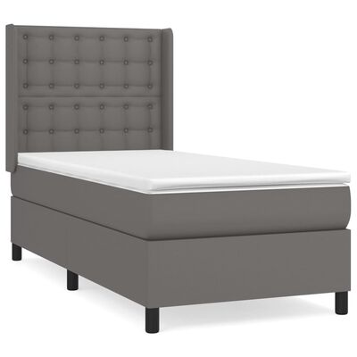 vidaXL szürke műbőr rugós ágy matraccal 100 x 200 cm