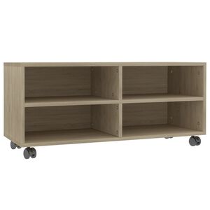 vidaXL sonoma sz&iacute;nű szerelt fa TV-szekr&eacute;ny g&ouml;rgőkkel 90 x 35 x 35 cm