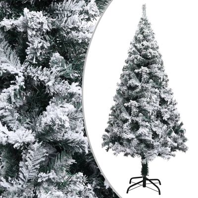 vidaXL zöld műkarácsonyfa LED-fényekkel és pelyhes hóval 120 cm
