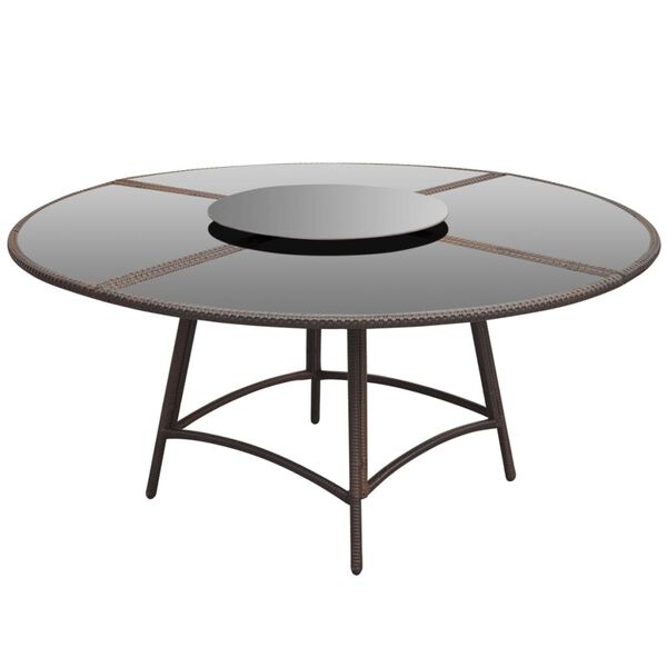 vidaXL 7-r&eacute;szes barna k&uuml;lt&eacute;ri polyrattan &eacute;tkezőszett p&aacute;rn&aacute;kkal