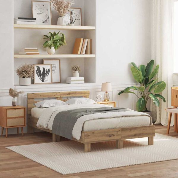 vidaXL &Aacute;gykeret fejt&aacute;ml&aacute;val k&eacute;zműves t&ouml;lgy 120 x 190 cm Faanyag