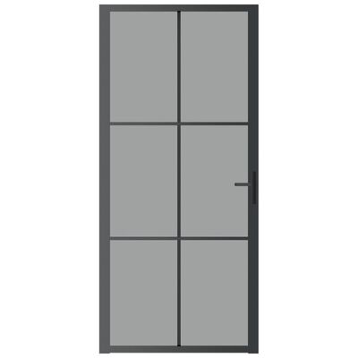 vidaXL fekete ESG üveg és alumínium beltéri ajtó 93 x 201,5 cm
