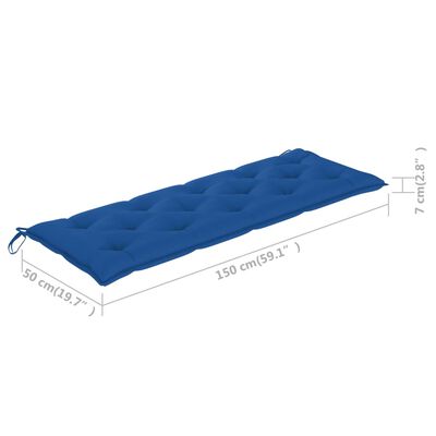 vidaXL tömör tíkfa Batavia pad kék párnával 150 cm