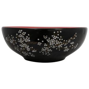 vidaXL fekete-piros ker&aacute;mia kerek asztali mosd&oacute; &Phi;41 x 14 cm