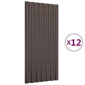 vidaXL 12 db barna horganyzott ac&eacute;l tetőpanel 80x36 cm