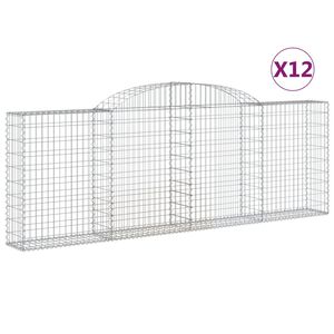 vidaXL 12 db &iacute;ves horganyzott vas gabion kos&aacute;r 300 x 30 x 100/120 cm