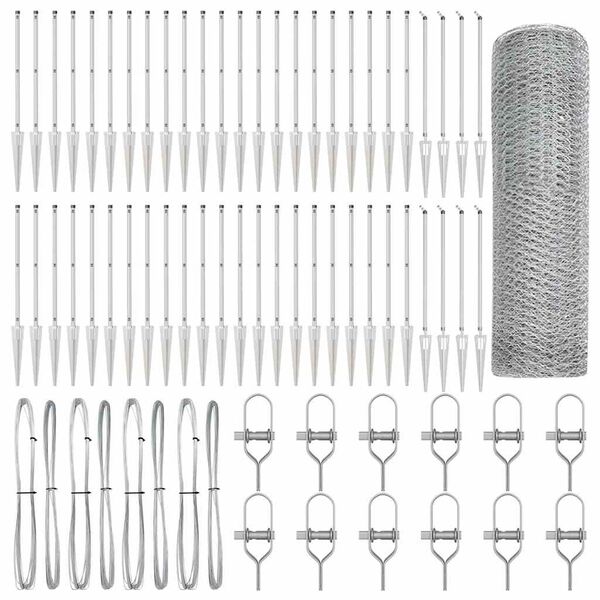 vidaXL Kerítésoszlop Ezüst 100 x 0,4 m (25 mm-es háló) Acél