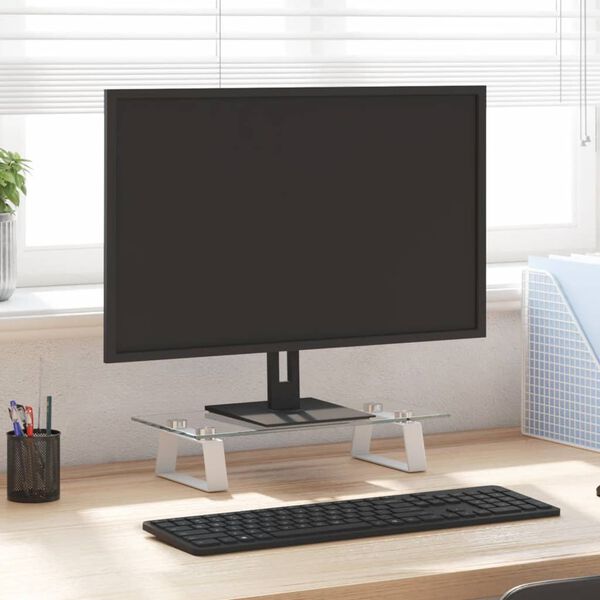 vidaXL fehér edzett üveg és fém monitorállvány 40 x 20 x 8 cm