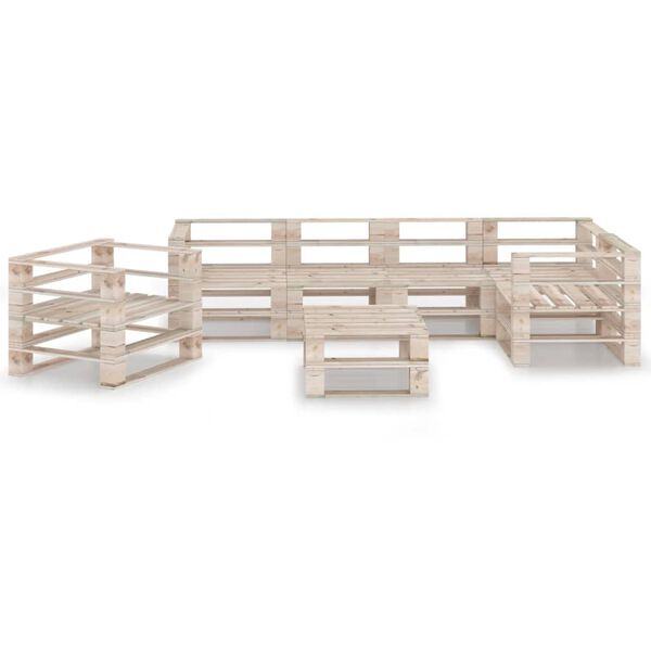 vidaXL 7 r&eacute;szes fenyőfa kerti raklap-b&uacute;torgarnit&uacute;ra