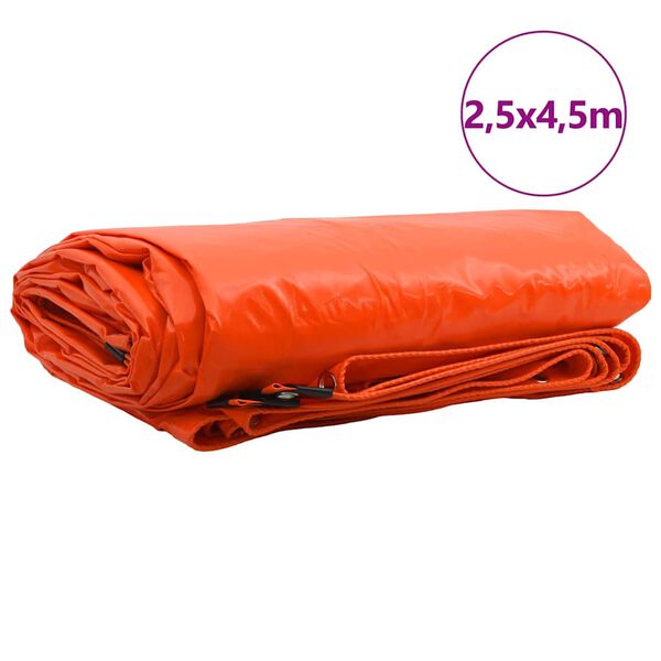 vidaXL Ponyva 650g / m&sup2; Narancss&aacute;rga 2,5 x 4,5 m V&aacute;szon PVC bevonattal