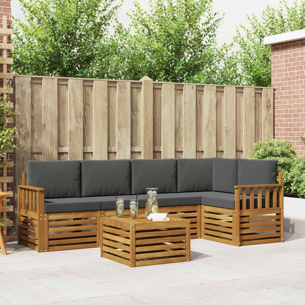 vidaXL &Uuml;lőgarnit&uacute;r&aacute;k 6 pcs Term&eacute;szetes &eacute;s antracit T&ouml;m&ouml;r Ak&aacute;cfa