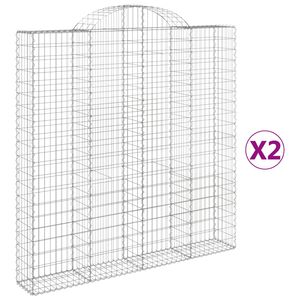 vidaXL 2 db &iacute;ves horganyzott vas gabion kos&aacute;r 200 x 30 x 200/220 cm