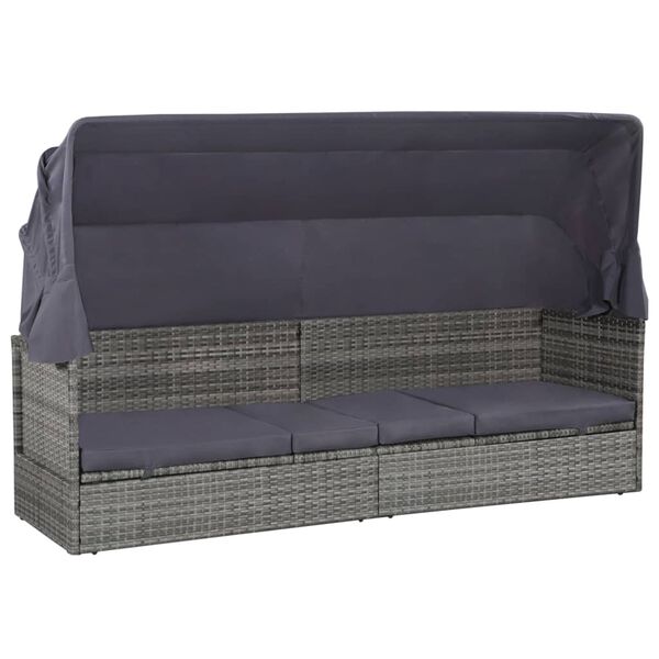 vidaXL sz&uuml;rke polyrattan napellenzős kerti &aacute;gy 205 x 62 cm